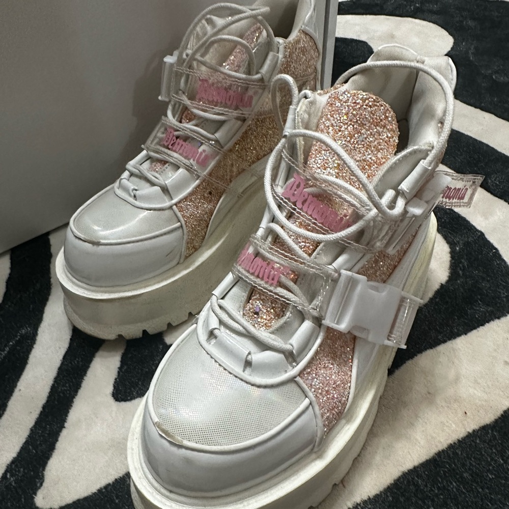 Demonia White and Pink Women's Shoes
